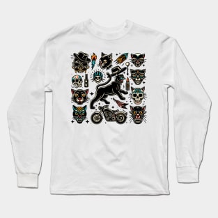 Black Panther Flash Tattoo Packed Long Sleeve T-Shirt